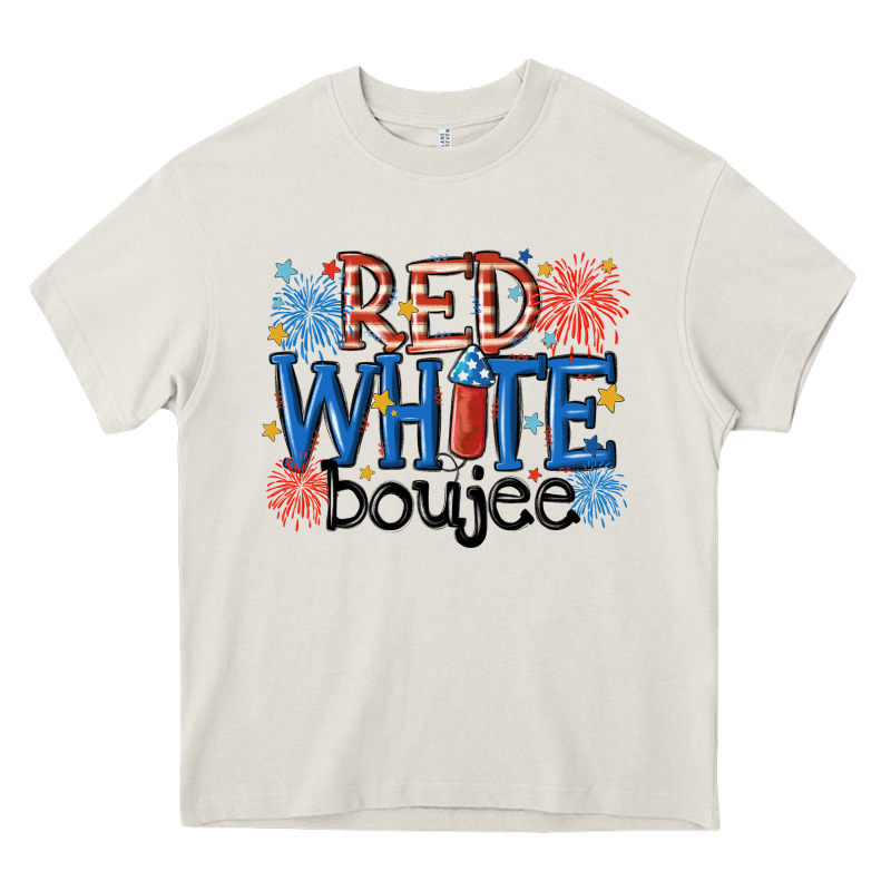 Red White Boujee Heavy Core Tee by MaliasSmallBusiness | Teevron