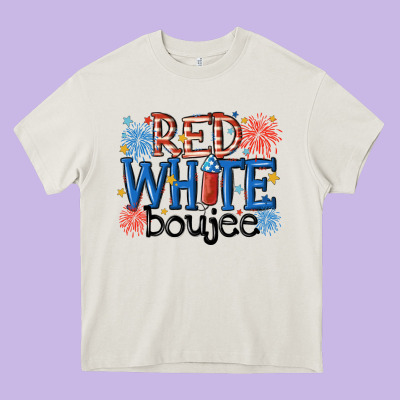 Red White Boujee Heavy Core Tee Designed By Maliassmallbusiness