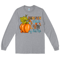 Heather Grey Pumpkin spice and livin' my best life Long Sleeve Tee - RanaPortraitStore
