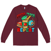 Burgundy coffee teach repeat Long Sleeve Tee - NancyCooperArtShop