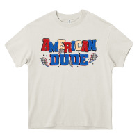 Cream american dude Heavy Core Tee - MaliasSmallBusiness