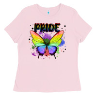 Bubblegum Pink rainbow butterfly pride lgbtq Ladies Tee - MaliasSmallBusiness