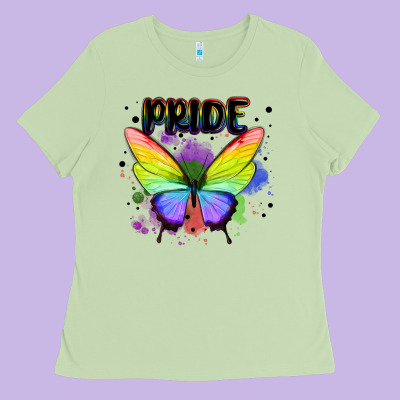 Rainbow Butterfly Pride Lgbtq Ladies Tee Designed By Maliassmallbusiness