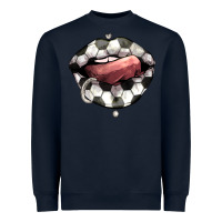 Navy Soccer lips Heavyweight Sweatshirt - HowdyJamesFarm