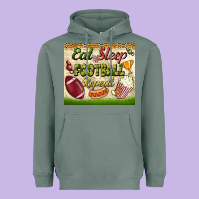 Eat Sleep Football Repeat Tumbler Heavyweight Hoodie Designed By Bundleandbundleshop