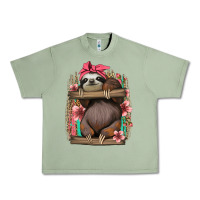 Oil Green cute floral baby sloth Urban Heavy Tee - Jasminsmagicworld