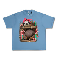 Pebble Blue cute floral baby sloth Urban Heavy Tee - Jasminsmagicworld