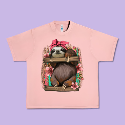 Cute Floral Baby Sloth Urban Heavy Tee Designed By Jasminsmagicworld