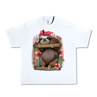 White cute floral baby sloth Urban Heavy Tee - Jasminsmagicworld