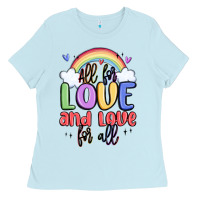 Baby Blue all for love and love for all Ladies Tee - MaliasSmallBusiness