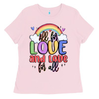 Bubblegum Pink all for love and love for all Ladies Tee - MaliasSmallBusiness