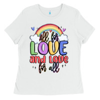 White all for love and love for all Ladies Tee - MaliasSmallBusiness