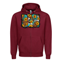 Burgundy cowhide leopard turquoise sunflowers pattern olivia Zipper Hoodie - OliviaCreatesArt