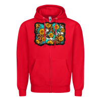 Red cowhide leopard turquoise sunflowers pattern olivia Zipper Hoodie - OliviaCreatesArt