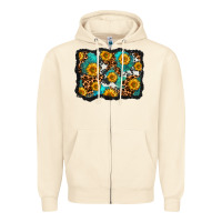 Sandshell cowhide leopard turquoise sunflowers pattern olivia Zipper Hoodie - OliviaCreatesArt