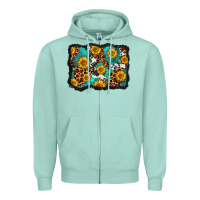 Seafoam cowhide leopard turquoise sunflowers pattern olivia Zipper Hoodie - OliviaCreatesArt