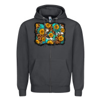 Smoke cowhide leopard turquoise sunflowers pattern olivia Zipper Hoodie - OliviaCreatesArt