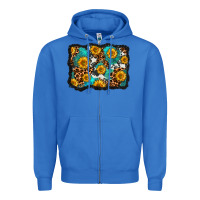 True Royal cowhide leopard turquoise sunflowers pattern olivia Zipper Hoodie - OliviaCreatesArt
