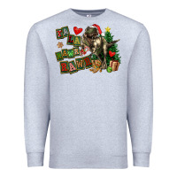 Heather Grey Fa La La Trex Christmas Premium Sweatshirt - FaDigitalArtStudio