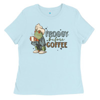 Baby Blue froggy before coffee Ladies Tee - MaliasSmallBusiness