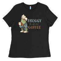 Black froggy before coffee Ladies Tee - MaliasSmallBusiness