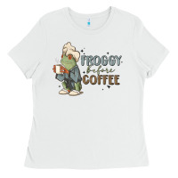 White froggy before coffee Ladies Tee - MaliasSmallBusiness