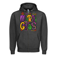 Charcoal Heather mardi gras Zipper Hoodie - OliviaCreatesArt