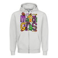Dove Grey mardi gras Zipper Hoodie - OliviaCreatesArt