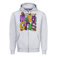 Heather Grey mardi gras Zipper Hoodie - OliviaCreatesArt