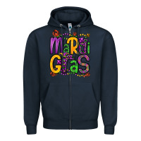 Navy mardi gras Zipper Hoodie - OliviaCreatesArt