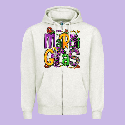 Mardi Gras Zipper Hoodie Designed By Oliviacreatesart