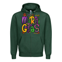 Sports Green mardi gras Zipper Hoodie - OliviaCreatesArt