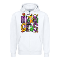 White mardi gras Zipper Hoodie - OliviaCreatesArt