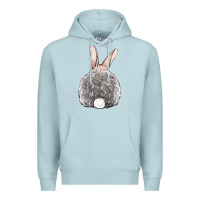 Blue Mist Easter bunny back view Premium Hoodie - OliviaCreatesArt