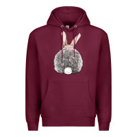 Burgundy Easter bunny back view Premium Hoodie - OliviaCreatesArt