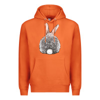 Carrot Easter bunny back view Premium Hoodie - OliviaCreatesArt