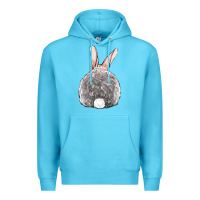 Ocean Blue Easter bunny back view Premium Hoodie - OliviaCreatesArt