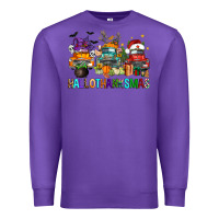 Purple hallothanksmas trucks Premium Sweatshirt - FaDigitalArtStudio
