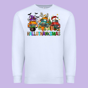 Hallothanksmas Trucks Premium Sweatshirt Designed By Fadigitalartstudio