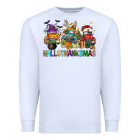 White hallothanksmas trucks Premium Sweatshirt - FaDigitalArtStudio