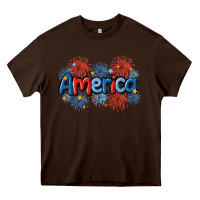 Chocolate Brown America Heavy Core Tee - MaliasSmallBusiness