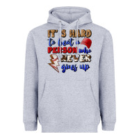 Heather Grey It's Hard To Beat A Person Who Never Gives Up Heavyweight Hoodie - BundleAndBundleShop