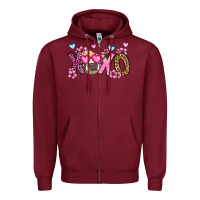 Burgundy xoxo cow valentine's day Zipper Hoodie - OliviaCreatesArt