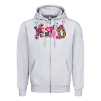 Heather Grey xoxo cow valentine's day Zipper Hoodie - OliviaCreatesArt