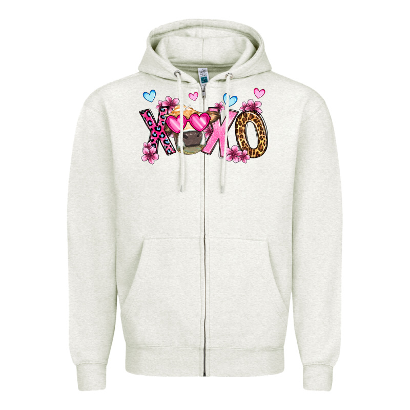 Xoxo Cow Valentine's Day Zipper Hoodie by OliviaCreatesArt | Teevron