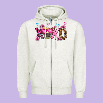 Xoxo Cow Valentine's Day Zipper Hoodie Designed By Oliviacreatesart