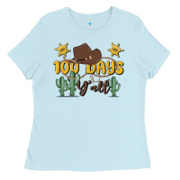 Baby Blue 100 days y'all Ladies Tee - MaliasSmallBusiness