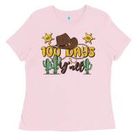 Bubblegum Pink 100 days y'all Ladies Tee - MaliasSmallBusiness