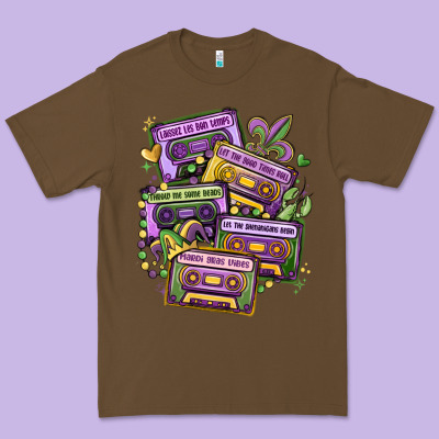 Mardi Gras Cassette Tapes Premium Tee Designed By Maliassmallbusiness