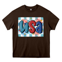 Chocolate Brown usa retro Heavy Core Tee - MaliasSmallBusiness